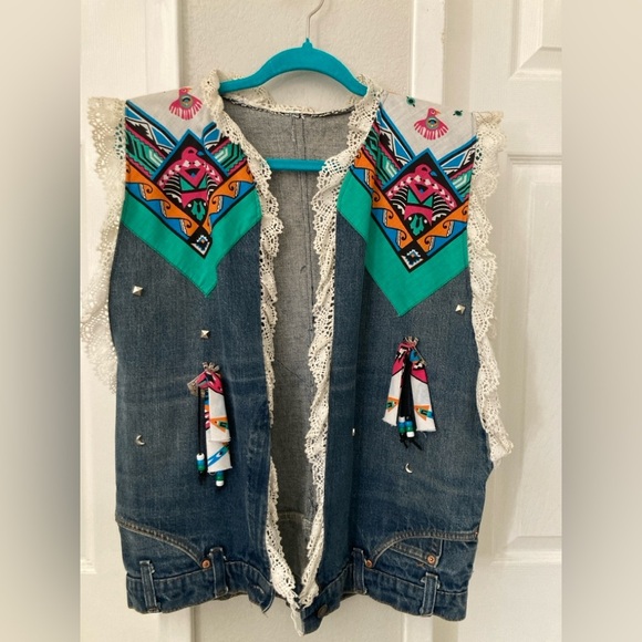 Repurposed Levis Jeans One Of A Kind Denim Vest - Picture 1 of 8